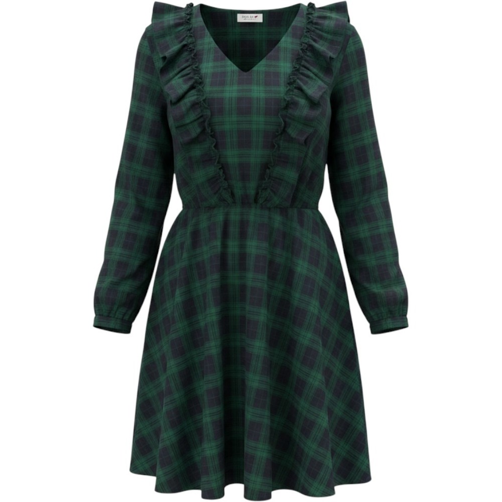 Molly Bracken Womens Short Plaid Dress Size S Navy Green Preppy‎ Coquette Girly